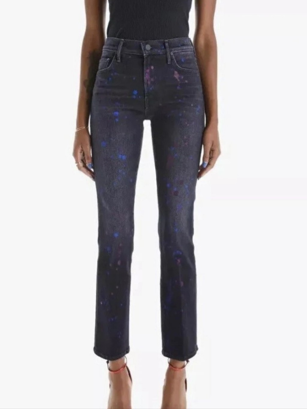 Mother The Insider Ankle Bootcut Jeans In Rain City Lights Paint Splatter 26